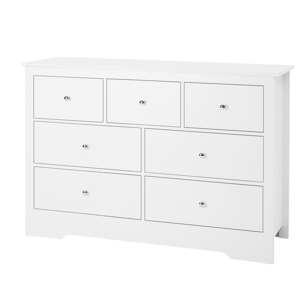7 Drawer Dresser, Wooden Chest of Drawers with Sliding with Anti-tip Device, Modern Minimalist Dresser Chest, Closet Storage Organizer for Living Room, Hallway, Bedroom, Entryway, Light Wood