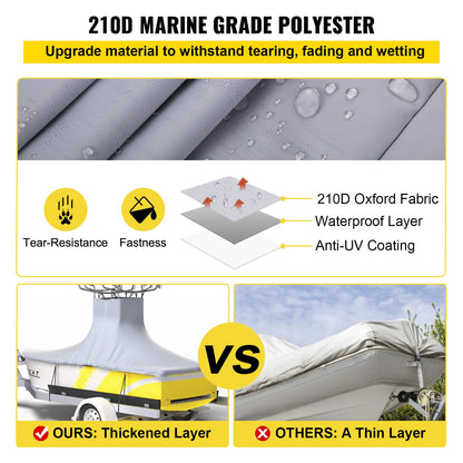 VEVOR T-Top Boat Cover, Fit for 20\'-22\' Boat, Heavy Duty 600D Marine Grade Oxford