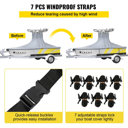 Heavy Duty T-Top Boat Cover, Fits 6.71-7.32 m Boats, UV & Waterproof Protection