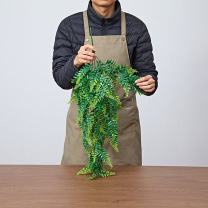 Artificial Ferns, 12 Pcs Fake Hanging Boston Fern Bush Plant with 813 mm Hanging Length, Plastic Faux Greenery for Indoor/Outdoor Decor, For Wall, Wedding Party, Home, Porch Garden, No Basket