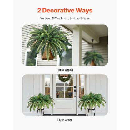 VEVOR Artificial Boston Fern Large Plastic Fern 80 Branches Indoor Outdoor Decor