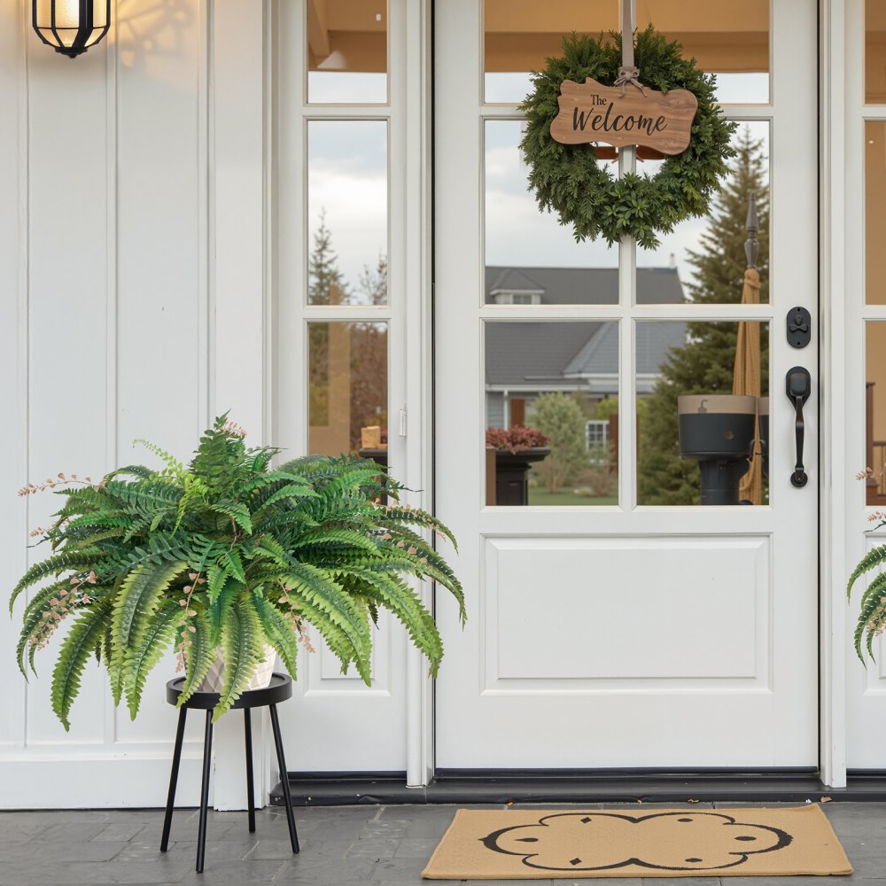 VEVOR Artificial Boston Fern Large Plastic Fern 80 Branches Indoor Outdoor Decor