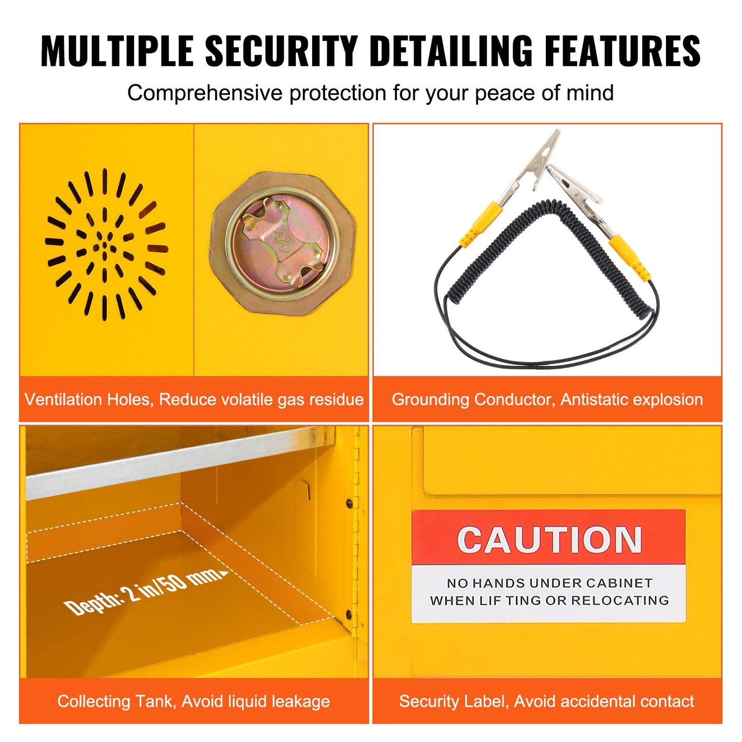 12 Gallon Safety Cabinet for Flammable Liquids Single door and Manual Close Yellow