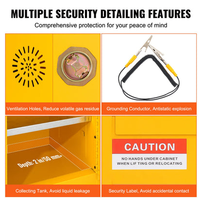 12 Gallon Safety Cabinet for Flammable Liquids Single door and Manual Close Yellow