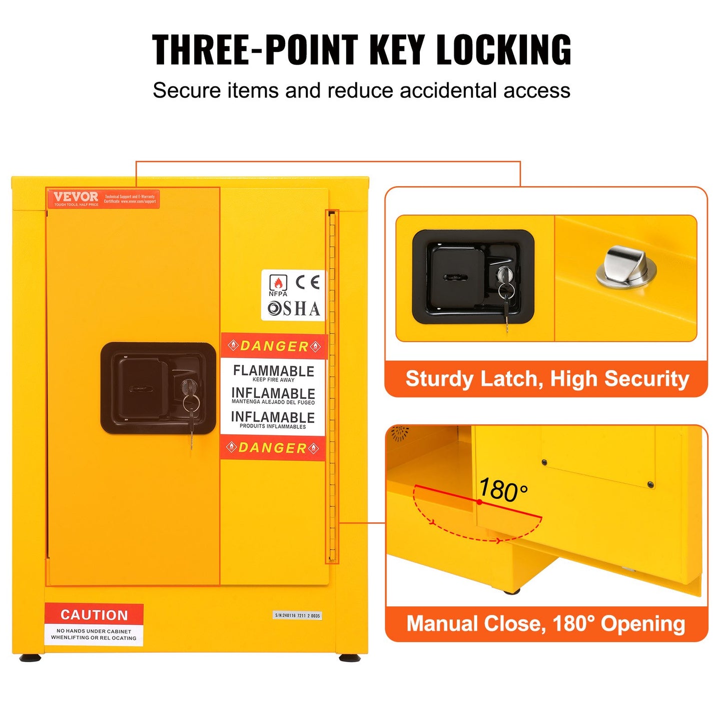 12 Gallon Safety Cabinet for Flammable Liquids Single door and Manual Close Yellow