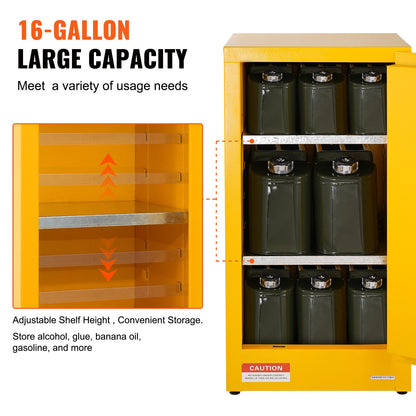Safety Cabinet for Flammable Liquids Single door and Manual Close Yellow Hazardous