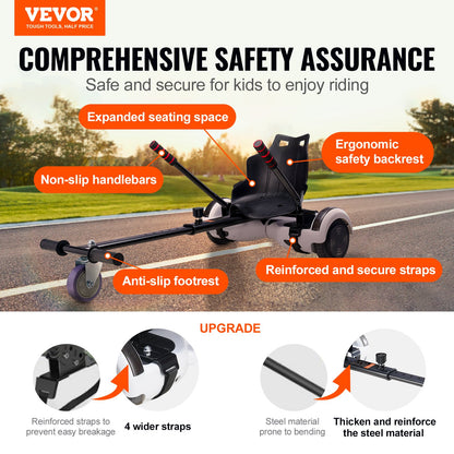 VEVOR Hoverboard Seat Attachment, Compatible with All 16.5cm20.3cm21.6cm25.4 Hoverboards,Grips