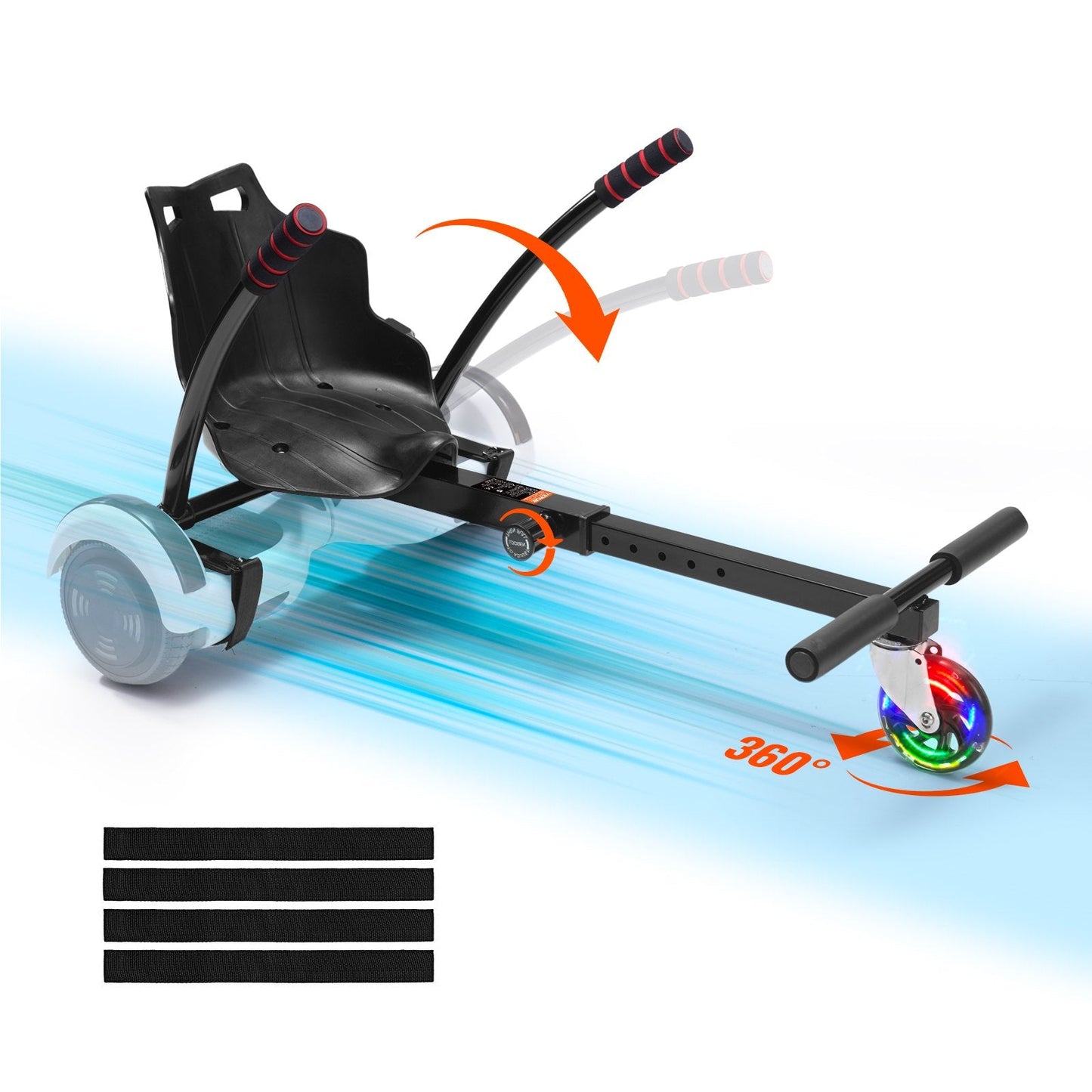 Hoverboard Seat Attachment with LED, Adjustable Frame, 100 kg Capacity