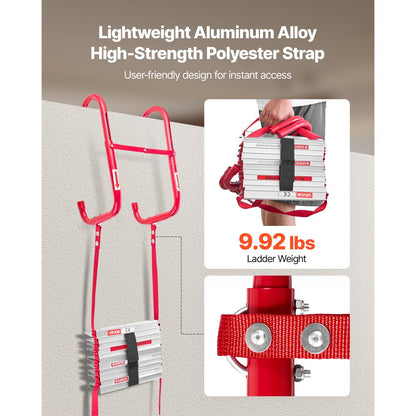 Fire Escape Ladder 2-Story 4m Retractable Emergency Safety Fire Ladder