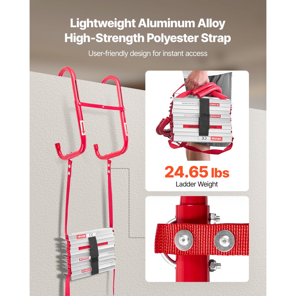 Fire Escape Ladder 5-6 Story 15.24m Retractable Emergency Fire Ladder