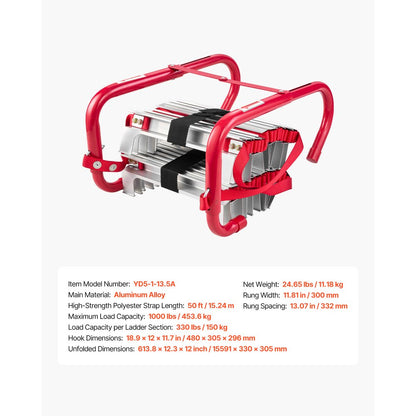 Fire Escape Ladder 5-6 Story 15.24m Retractable Emergency Fire Ladder