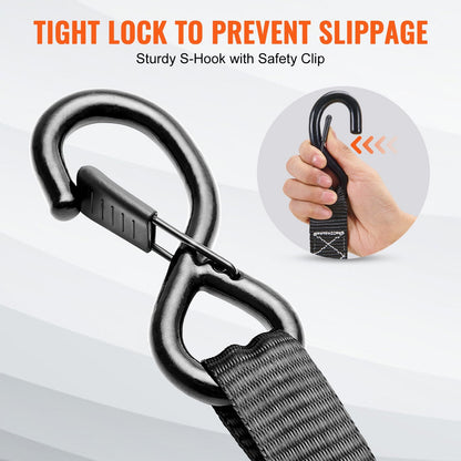Heavy-Duty Ratchet Tie Down Straps, 2362 kg Break Strength, 4-Pack