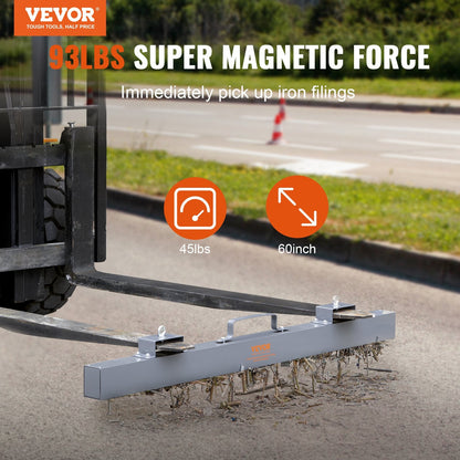 Hanging Magnetic Forklift Sweeper - Industrial Grade, 1520mm, 42.2kg Max Capacity