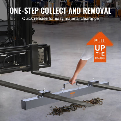 Hanging Magnetic Forklift Sweeper - Industrial Grade, 1520mm, 42.2kg Max Capacity