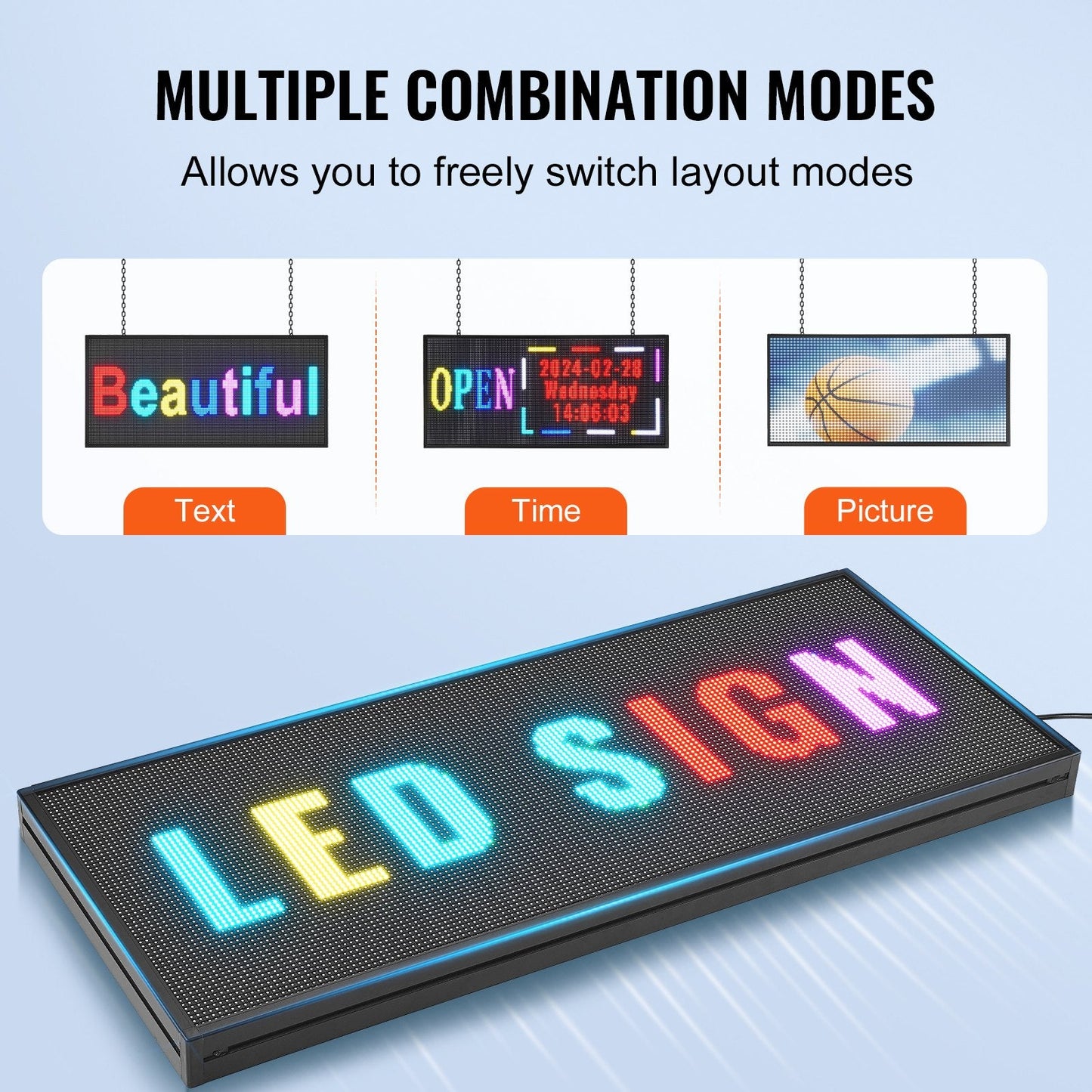 Programmable LED Scrolling Sign, P5 Full Color Display Board with Custom Text
