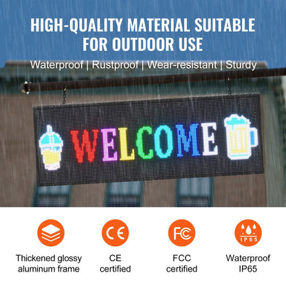 Programmable LED Display Board, Full Color Scrolling Sign for Business & Events
