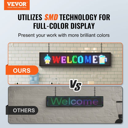 Programmable Full Color LED Display Board with WiFi/USB, 99x19cm, 3.3 kg