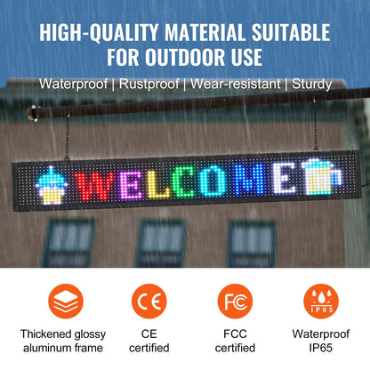 Programmable LED Display Board, Full Color Scrolling Panel for Business Use
