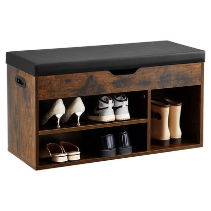 Shoe Bench with Cushion 805 x 305 x 445 mm 3 Compartments Entryway Storage