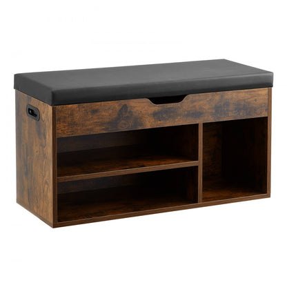 Shoe Bench with Cushion 805 x 305 x 445 mm 3 Compartments Entryway Storage