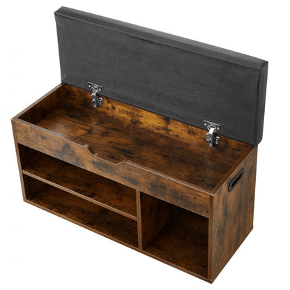Shoe Bench with Cushion 805 x 305 x 445 mm 3 Compartments Entryway Storage