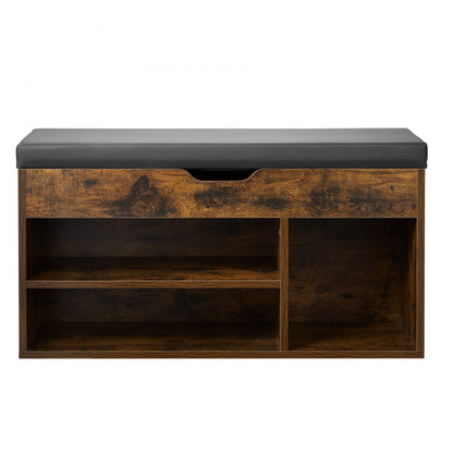 Shoe Bench with Cushion 805 x 305 x 445 mm 3 Compartments Entryway Storage