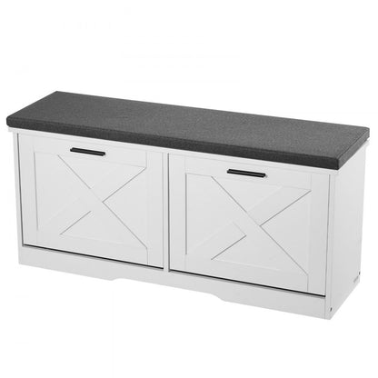 Shoe Rack Bench with Cushioned Seat & Flip Drawers 1000 x 305 x 475 mm