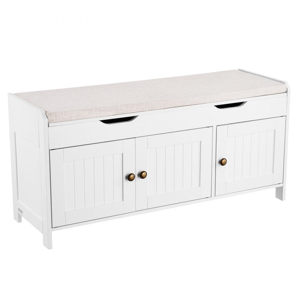 Shoe Bench with Cushion and Adjustable Shelf 1050 x 350 x 503 mm 3-Cabinet