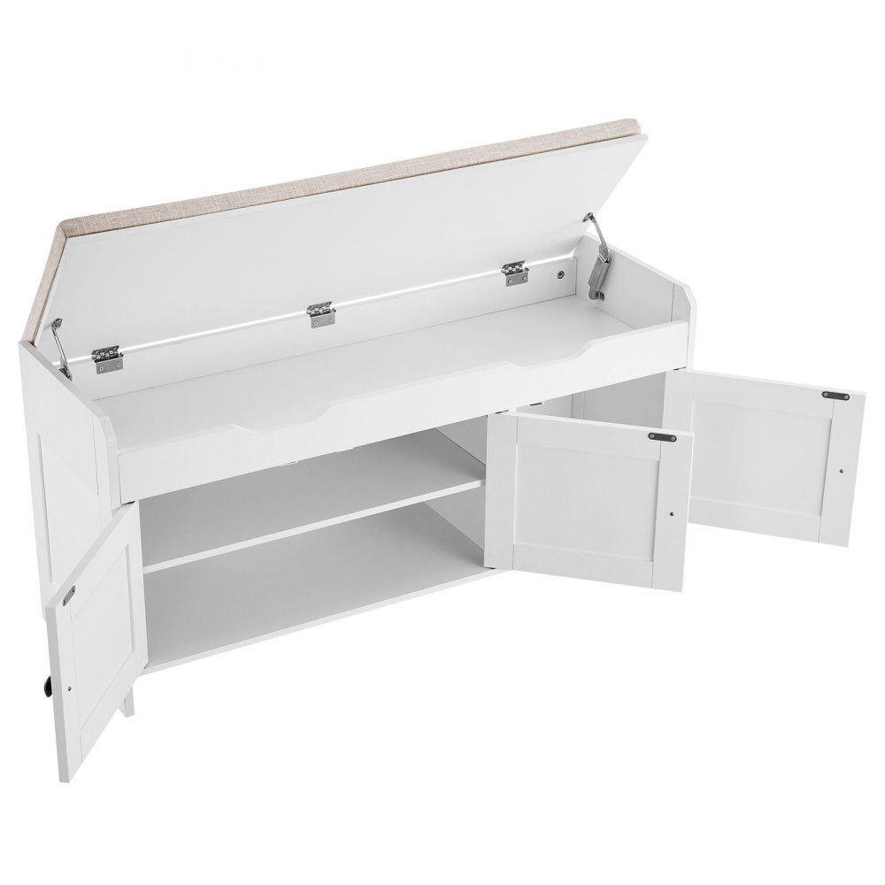 Shoe Bench with Cushion and Adjustable Shelf 1050 x 350 x 503 mm 3-Cabinet