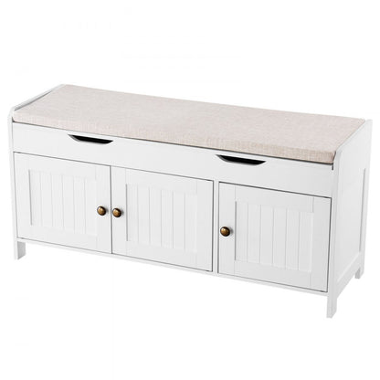 Shoe Bench with Cushion and Adjustable Shelf 1050 x 350 x 503 mm 3-Cabinet