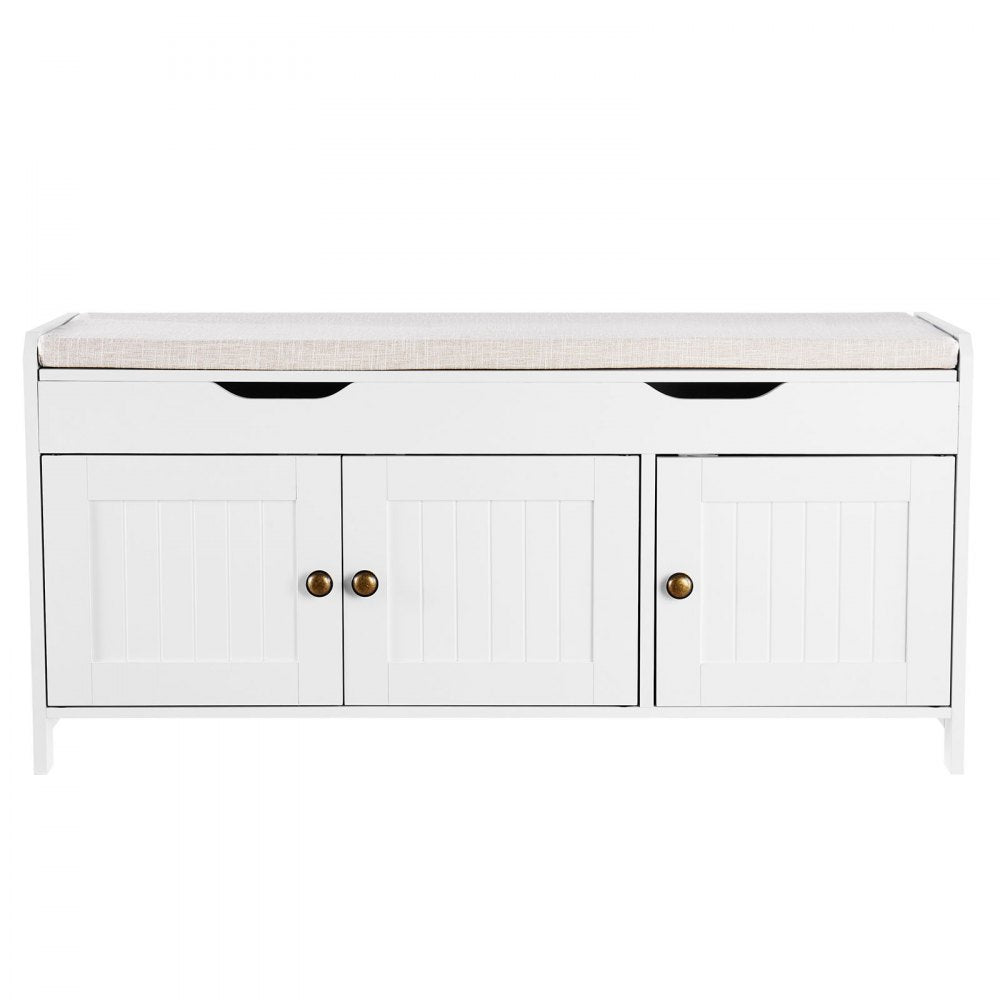 Shoe Bench with Cushion and Adjustable Shelf 1050 x 350 x 503 mm 3-Cabinet