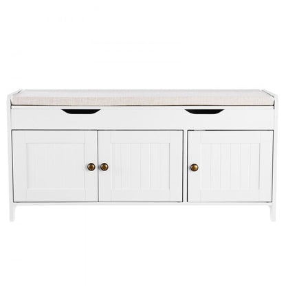 Shoe Bench with Cushion and Adjustable Shelf 1050 x 350 x 503 mm 3-Cabinet