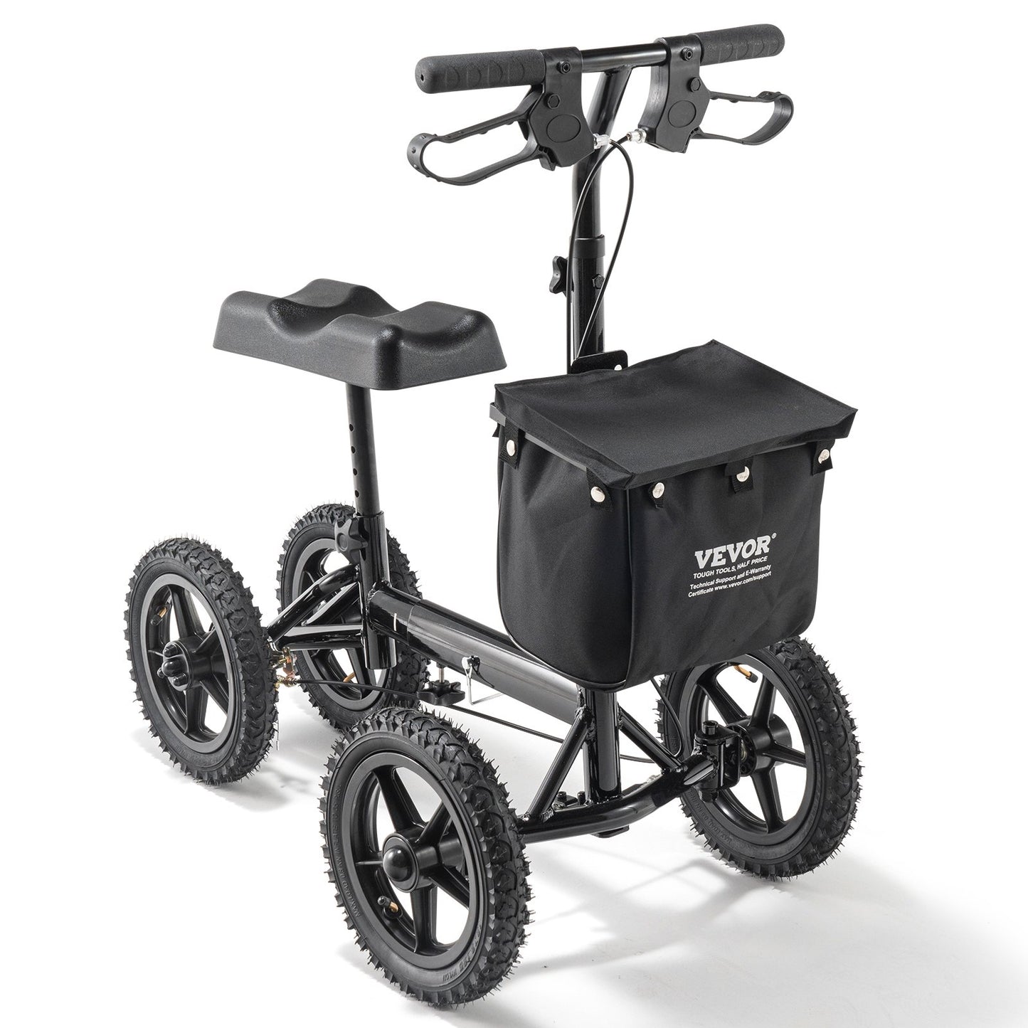 VEVOR Folding Knee Scooter, Aluminum Steerable Knee Walker with Height-Adjustable