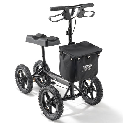 VEVOR Folding Knee Scooter, Aluminum Steerable Knee Walker with Height-Adjustable
