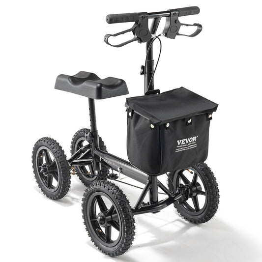 VEVOR Folding Knee Scooter, Aluminum Steerable Knee Walker with Height-Adjustable