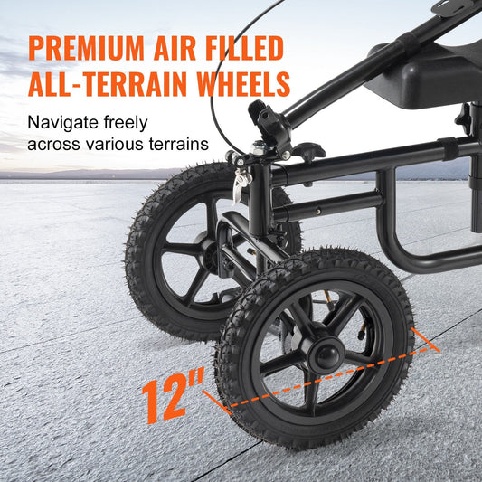 Folding Knee Walker with Adjustable Height and All-Terrain Wheels, 160 kg Capacity