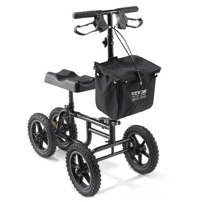 VEVOR Folding Knee Scooter, Carbon Steel Steerable Knee Walker with Height-Adjustable