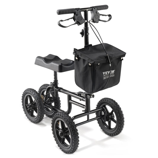 VEVOR Folding Knee Scooter, Carbon Steel Steerable Knee Walker with Height-Adjustable
