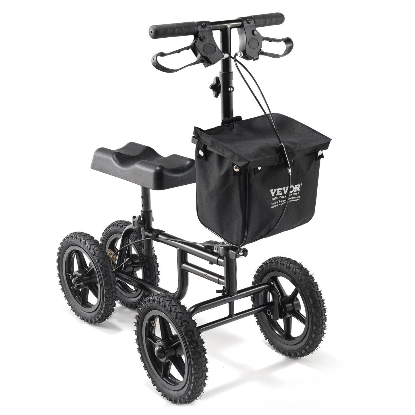 Folding Knee Walker with Adjustable Height and All-Terrain Wheels, 160 kg Capacity