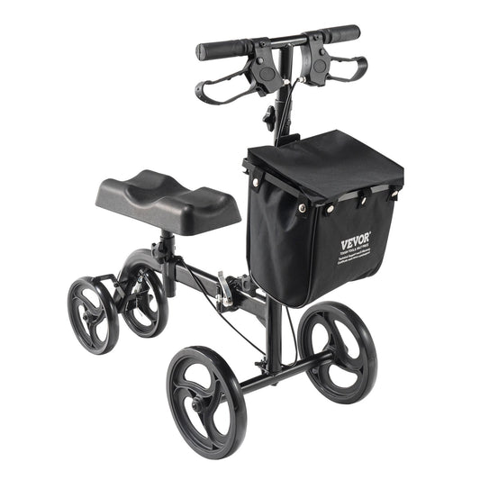 VEVOR Folding Knee Scooter, Carbon Steel Steerable Knee Walker with Height-Adjustable