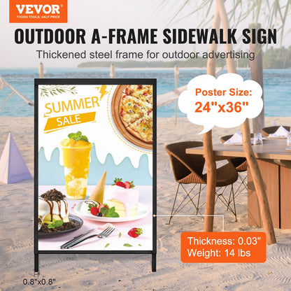 VEVOR A Frame Sidewalk Sign, 61x91cm Heavy Duty Slide-in Signboard Holder, Double-Sided