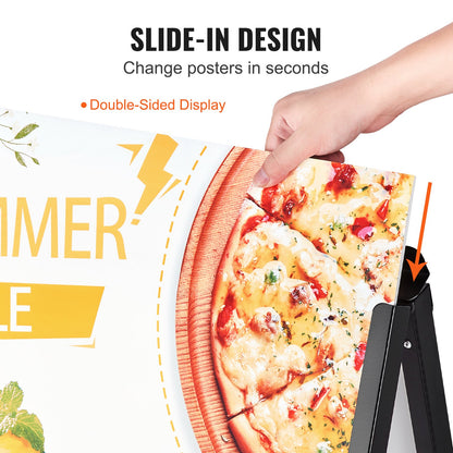 VEVOR A Frame Sidewalk Sign, 61x91cm Heavy Duty Slide-in Signboard Holder, Double-Sided