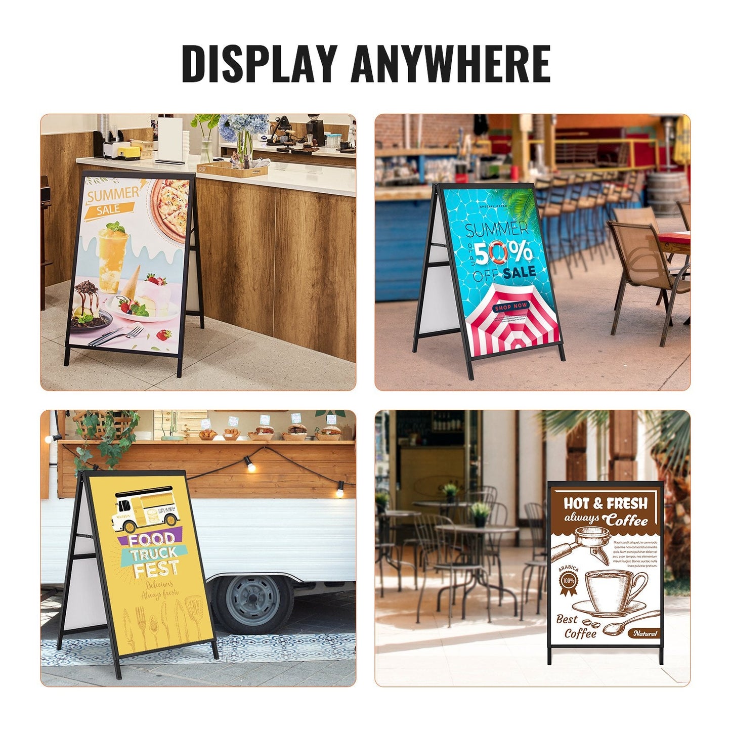 Heavy Duty Double-Sided A-Frame Signboard Holder, 0.61x0.91m for Outdoor Use