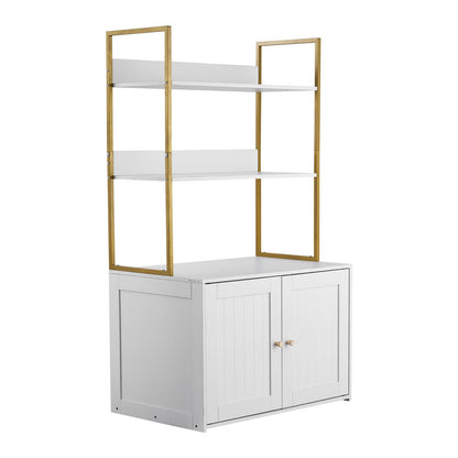 Cat Litter Box Enclosure Furniture, 70 cm Hidden Litter Box Cabinet with Metal Legs & 2-Tier Storage Shelves, Waterproof Cat Washroom Cat House, Fit Most of Litterbox, for Living Room