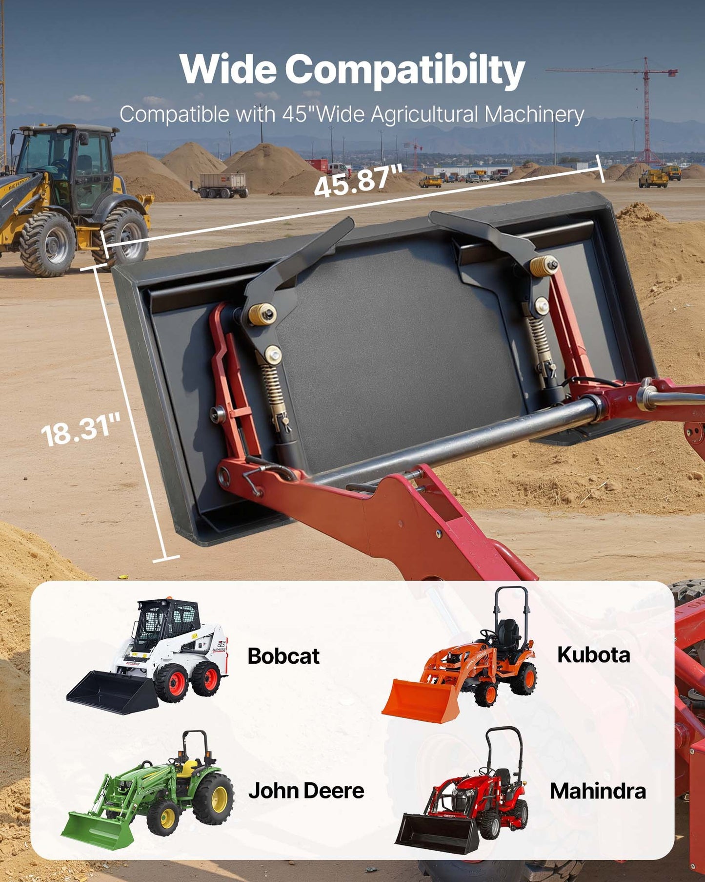 12 mm Skid Steer Mount Plate Universal Quick Attach Mount Plate, Easy to Bolt, 4082 kg Max Load Capacity, Heavy Duty Steel Loader Plates Compatible with Kubota Bobcat Skid Steers and Tractors