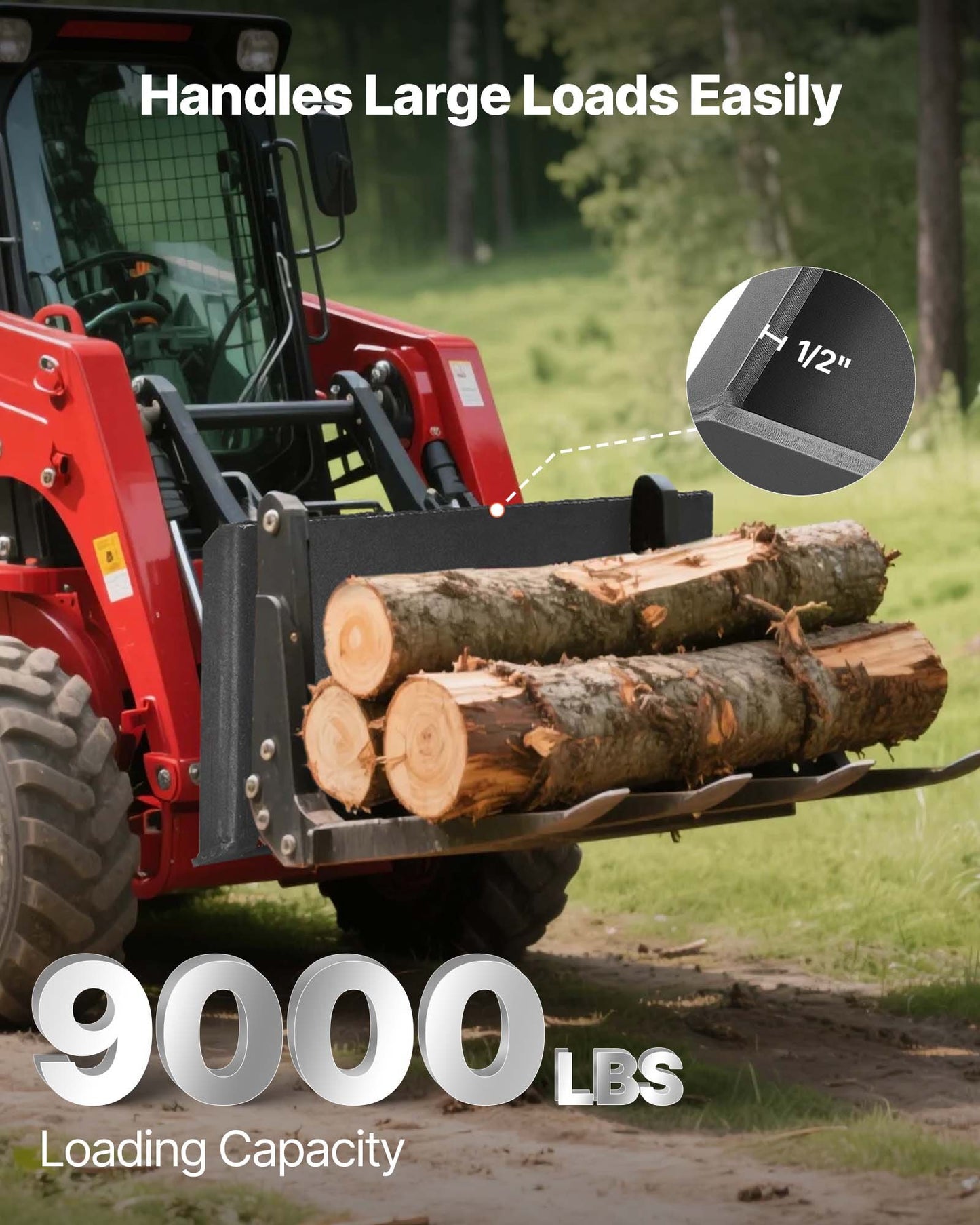 12 mm Skid Steer Mount Plate Universal Quick Attach Mount Plate, Easy to Bolt, 4082 kg Max Load Capacity, Heavy Duty Steel Loader Plates Compatible with Kubota Bobcat Skid Steers and Tractors