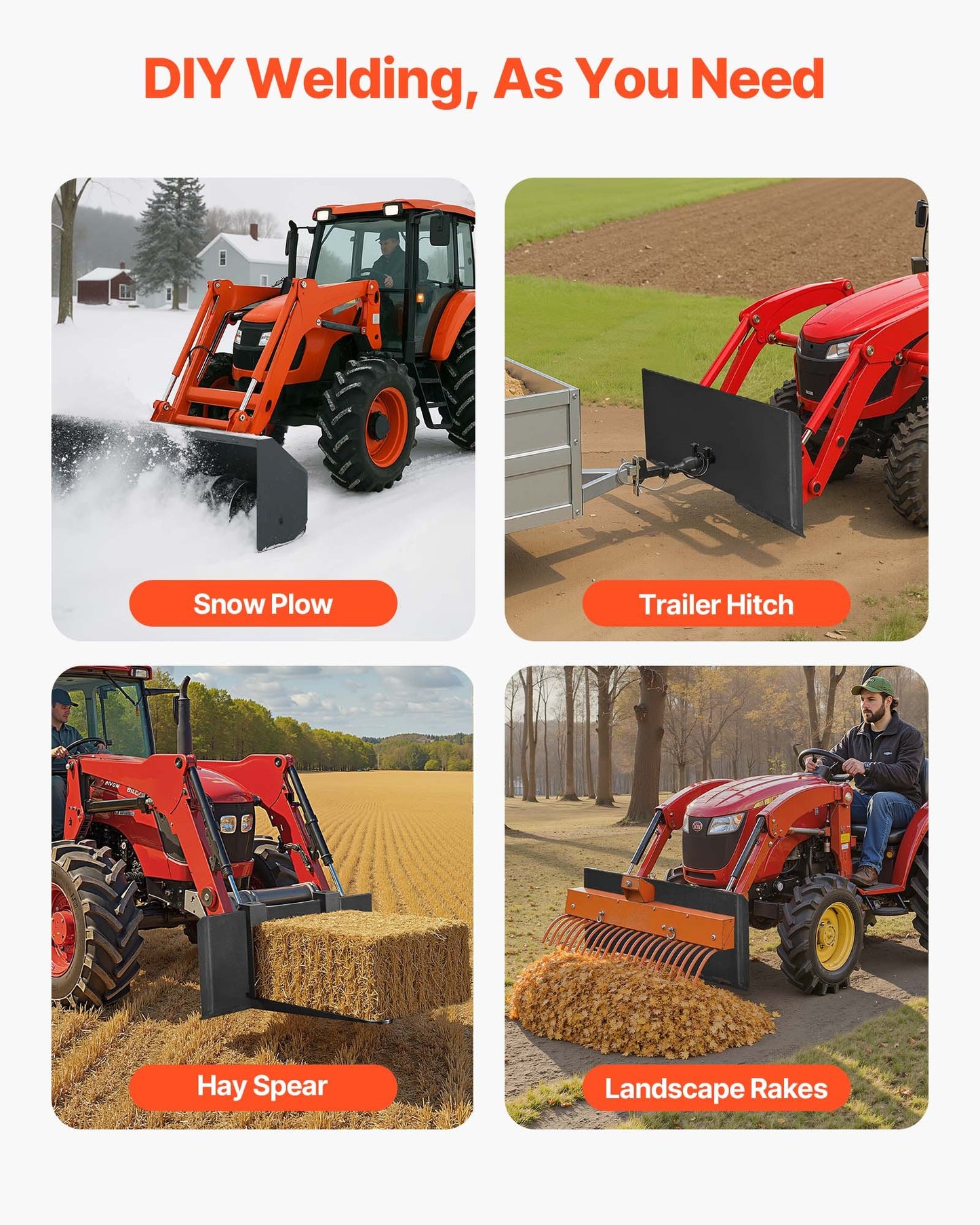 12 mm Skid Steer Mount Plate Universal Quick Attach Mount Plate, Easy to Bolt, 4082 kg Max Load Capacity, Heavy Duty Steel Loader Plates Compatible with Kubota Bobcat Skid Steers and Tractors