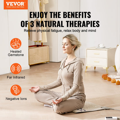 VEVOR Far Infrared Heating Pad Amethyst Gemstones Heating Mat with Negative Ions