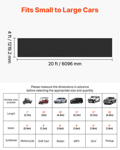 Garage Floor Roll, 1.22 x 6.1 m Garage Flooring Mat, 3 mm Thickened Rubber Diamond Plate Floor Protector Mat, Non-Slip, Wear-resist, Waterproof, Easy to Clean for Warehouse, Gyms, Trailer, Black