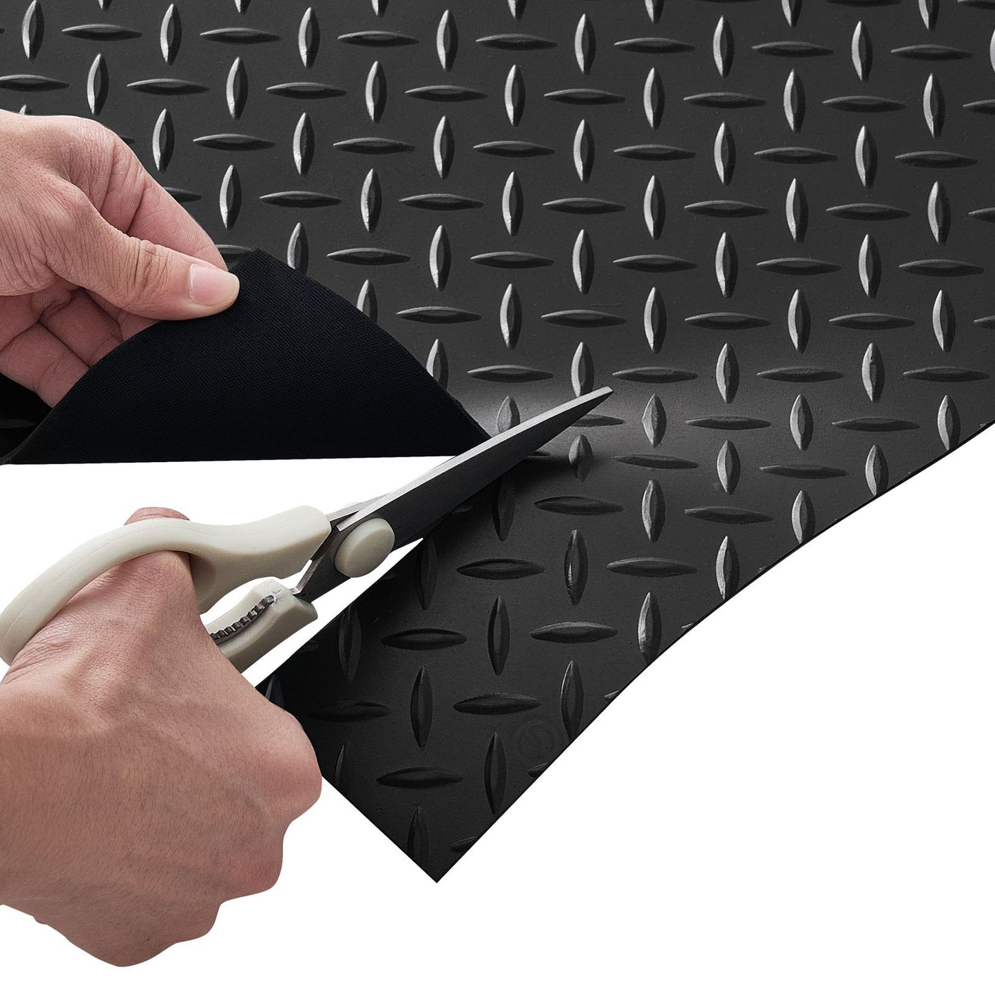 Garage Floor Roll, 1.22 x 6.1 m Garage Flooring Mat, 3 mm Thickened Rubber Diamond Plate Floor Protector Mat, Non-Slip, Wear-resist, Waterproof, Easy to Clean for Warehouse, Gyms, Trailer, Black